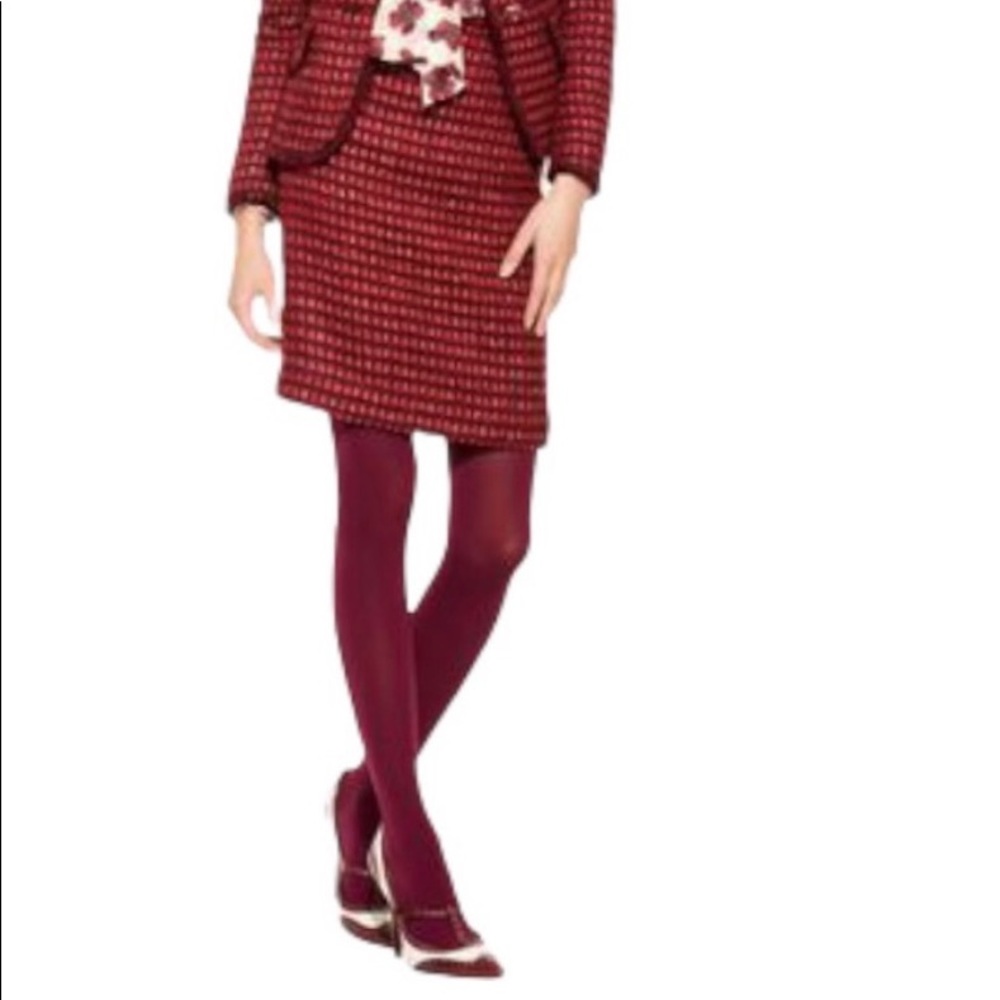 Tory Burch ‘Victory’ Cranberry/Gold Tweed Size 12